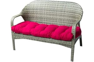 WAQIA Indoor/Outdoor Bench Cushion Cotton Garden Furniture Loveseat Cushion, 51.2"x19.7" Patio Wicker Seat Cushions for Lounger Garden Furniture Patio Lounger Bench (Red)