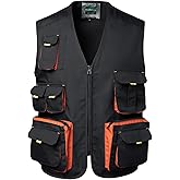 Oralidera Mens Carpenter Work Vest Electric Tool Vest Workshop Multi Pocket Utility Vest