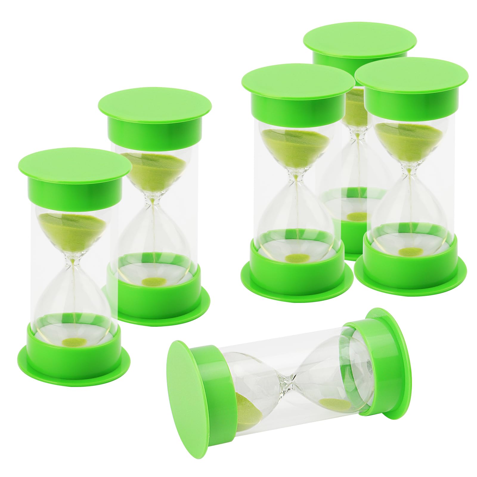 KEILEOHO 6 PCS 3 Minutes Sand Timer, Green Hourglass Sand Clock, Sandglass Sand Timer for Home Office Kitchen Classroom