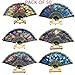 Woaiwo-q Spanish Floral Folding Hand Fan Flowers Pattern Lace Handheld Fans Size 9