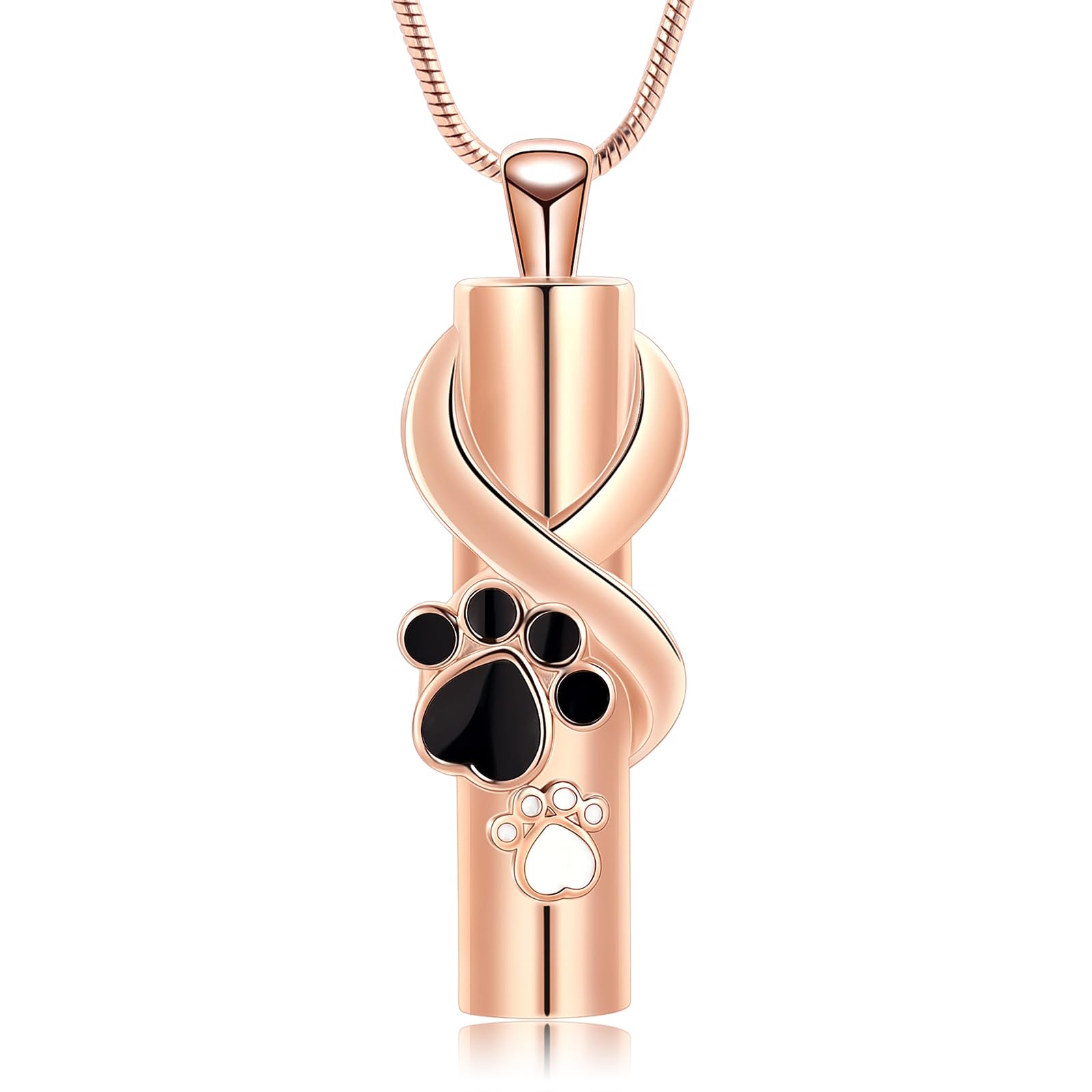 AIWENXI Stainless Steel Urn Necklace for Dog/Cat Pet Paw Print Cylinder Ash Pendant Memorial Jewellery Keepsake for Pet Owners, Memorial Keepsake Seekers