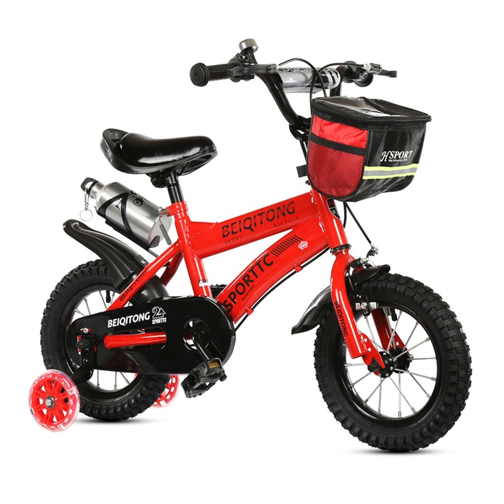 16 Inches B078jmfrtr 子供の自転車12 14 16 18 インチ屋外の子供ベイビーキッドマウンテンバイクフラッシュトレーニングホイールで2歳から11歳の男の子の女の子の贈り物 布バスケット ウォーターボトルセーフダンプレッド 子ども用自転車 セール 登場から人気沸騰