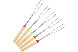 Mluchee 5Pack Smores Sticks Marshmallow Roasting Stick for Fire Pit 32inch Telescoping Sausage BBQ Hot Dog Forks for Camping, Backyard Thanksgiving Christmas Gifts