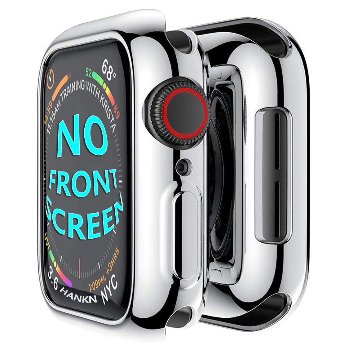 HANKN Soft TPU Case for Apple Watch Series 6 5 4 SE 40mm Case, Plated Shockproof Ultra-Thin Iwatch Shell Wireless Charging Compatible Cover Bumper [No Front Screen Protector] - Silver, 40mm