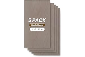 PINNACLE WOODCRAFT 12x9-1/2 Inches Maple Plywood Sheets (Pack of 5) - Plywood Cut to Size for Laser Cutting & Engraving, Drawing & Drawer Bottom Replacement Board
