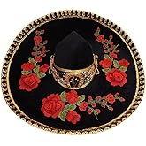 Authentic Mexican Mariachi Charro Sombrero – Adult Mariachi Hat with Flowers for Quinceañeras, 5 de Mayo & Costume Parties