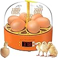 Fanxier Egg Incubator, Fully Automatic 6 Eggs Poultry Hatching Machine, with Automatic Egg Turning & Temperature Control Digital Incubators, Suitable for Eggs, Duck Eggs and Goose Eggs