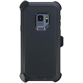 WallSkiN Case for Galaxy S9 (5.8") Heavy Duty Full Body Military Grade Drop Protection Carrying Cover Holder | Holster for Men Belt with Clip Stand &ndash; Black/Black