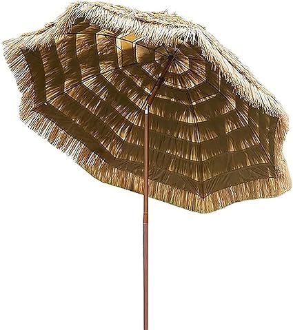 Sombrilla Tiki para patio de paja de 2,4 m, estilo hawaiano redondo