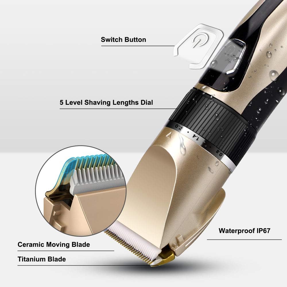 Comsmart Dog Clippers, Upgraded Dog Grooming Clippers Dog Hair Trimmer Cordless Low Noise Rechargeable Electric Quiet Pet Hair Clippers Set for Cats, Dogs, Other Pets