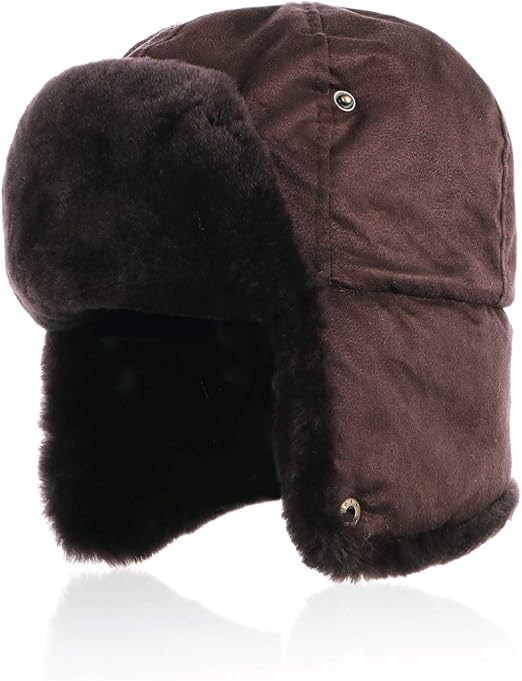 shearling sheepskin trapper hat