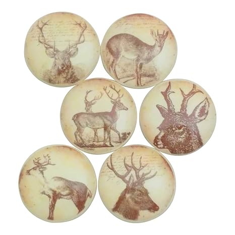 Cabinet Hardware Set Of 8 Vintage Woodland Animals Print Wood