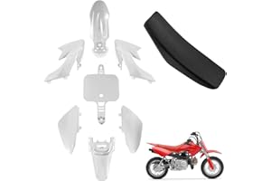Fancemot ABS Plastics Kit with High Elasticity Tall Seat, Pit Dirt Bike Plastic Fender, Thicker Plastics Compatible with Honda XR50R CRF50F XR50 CRF50 SDG SSR 50cc-110cc Pit Dirt Bike
