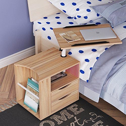 SogesPower Wood Nightstand for Bedroom Adjustable and Movable End Table Side Table for Living Room,Oak