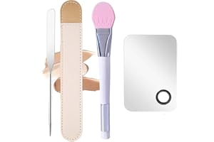 YIISHUIIL Makeup Spatula,Korean Spatula Makeup Stainless Steel Makeup Spatula and Palette Set,Professional Foundation Spatula Facial Cosmetic Makeup Tool (1 Cosmetic Brush+1Spatula+1 Rectangle Palette)