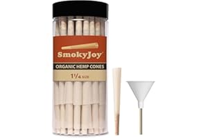 SmokyJoy 100 Pack 1 1/4 Size Cones Rolling Papers Pre Rolled Paper Cones - Preroll Pre Rolls Paper with Filter Tips and Packing Tubes Included