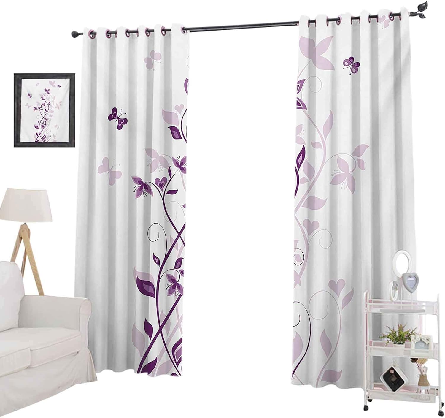 YUAZHOQI Blackout Curtains for Bedroom Violet Tree Swirling Persian