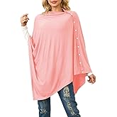 Ferand Women's Lightweight Poncho Tops Versatile Buttoned Shawl Wraps for Spring Summer