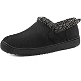 Zizor Men's Warm Fuzzy Bootie Slippers, Winter Suede Loafer House Shoes Indoor Outdoor with Memory Foam