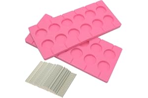 Bigteddy – 2 x 12-capacity rond Chocolat Hard Candy Coque en silicone Lollipop Moules avec 100 graines 10,2 cm Lollypop Sucke