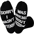 TSOTMO Fishing Socks Fisherman Fisher Gift Sorry I Wasn't Listening I Was Thinking About Fishing Socks Gift For Fishing Lover