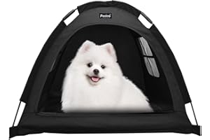 Pozico Cat/Dog Tent House, Pet Teepee House Bed, Breathable Washable Waterproof Indoor/Outdoor Foldable Pet Tent, Suitable for Kitty,Puppy,Bunny Small Animals Shelter Kennel (Small,Black)