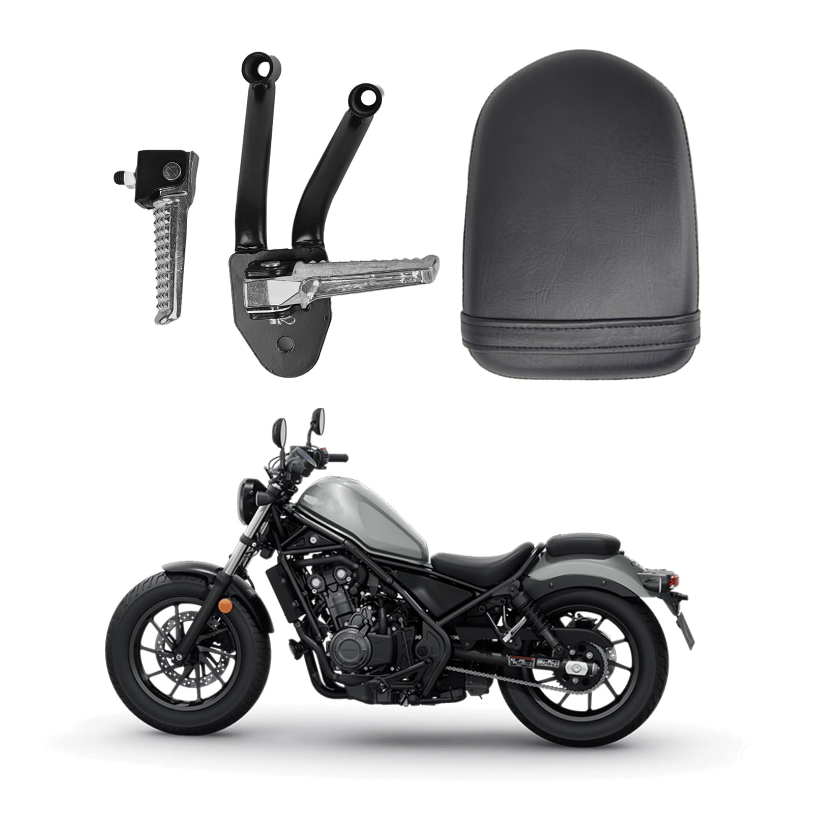 Photo 1 of MOJINLI Motorcycle Rear Passenger Seat & Footpegs Kit for Honda Rebel CMX300 CMX500 Accessories - Fit Rebel 300 500 2017-2024