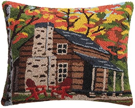 Peking Handicraft Cabin in the Woods Hook Pillow, 16x20" Throw