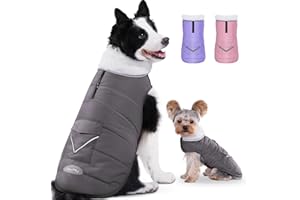 iBuddy Dog Winter Coats with Fleece Vest,Waterproof Warm Dog Snow Jacket Windproof, Reflective Adjustable Pet Dogs Cold Winter Coat for Large Dogs Girl Boy