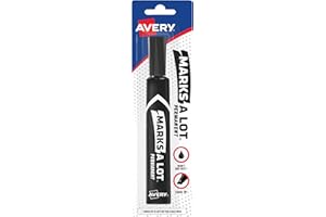Marks-A-Lot Avery Permanent Marker, Regular Desk-Style Size, Chisel Tip, Water and Wear Resistant, 1 Black Marker (17888)