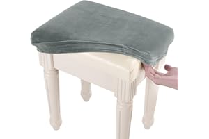 SINOSSO Soft Velvet Vanity Bench Cover, (15"- 19.5") L x (11.8"- 15.7") W Stretch Washable Rectangle Saddle Bar Stool Slipcover, (XS, Dark Grey)