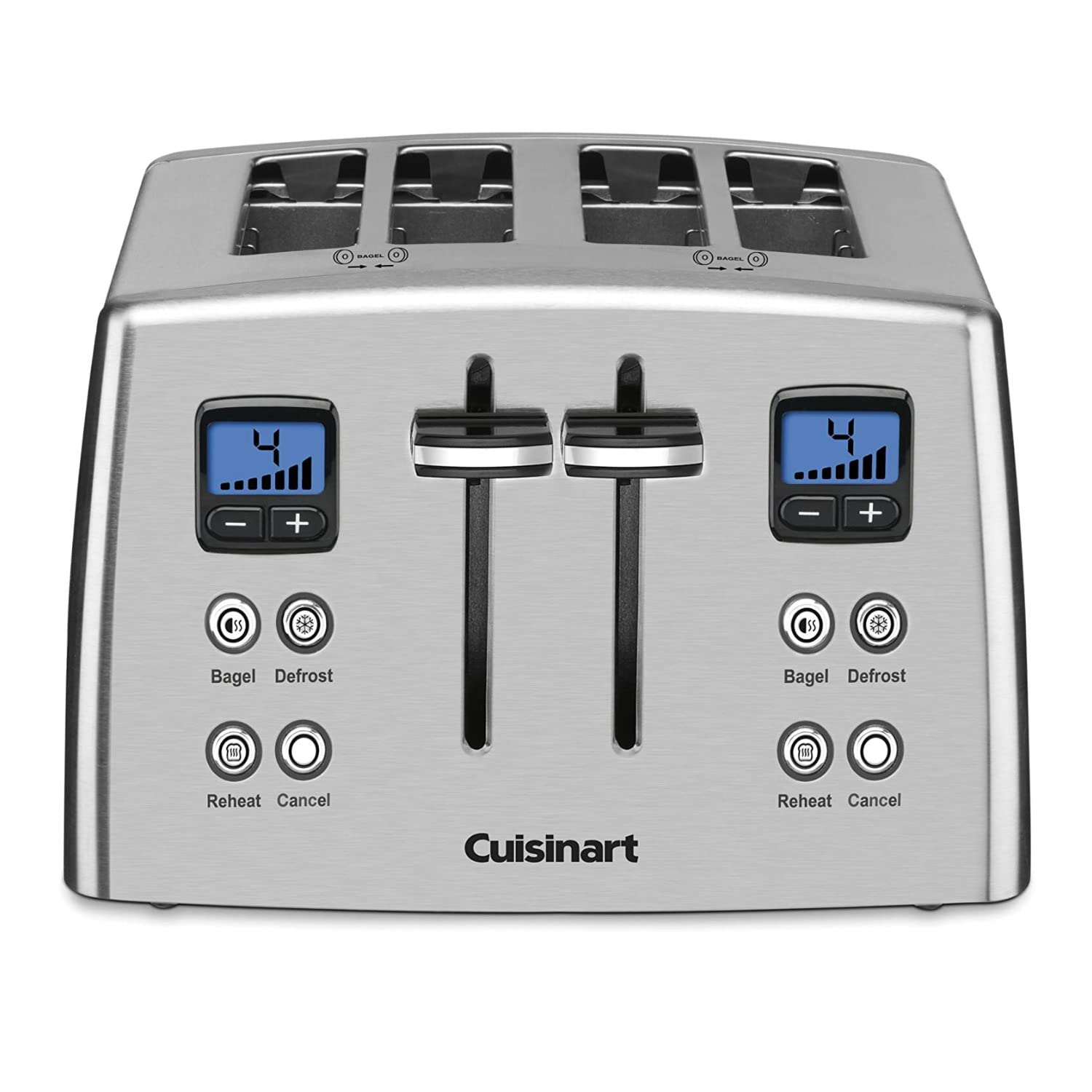 Cuisinart 4 Slice Countdown Motorized Toaster, Compact Bread Toaster with Extra-Wide Slots for Toasting Bread, French Toast, Bagels and Pastries, Defrost & Reheat Functions, CPT-435P1, Stainless Steel