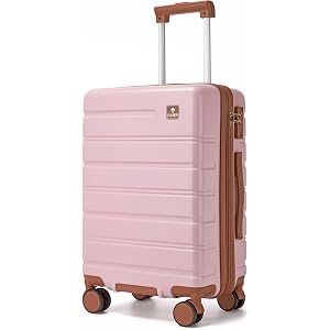 QIMER Carry on Luggage 20Inch Expandable Suitcase 22 * 14 * 9, PINK | YKK Zipper, TSA Lock,Expandable,Silent Universal Wheels