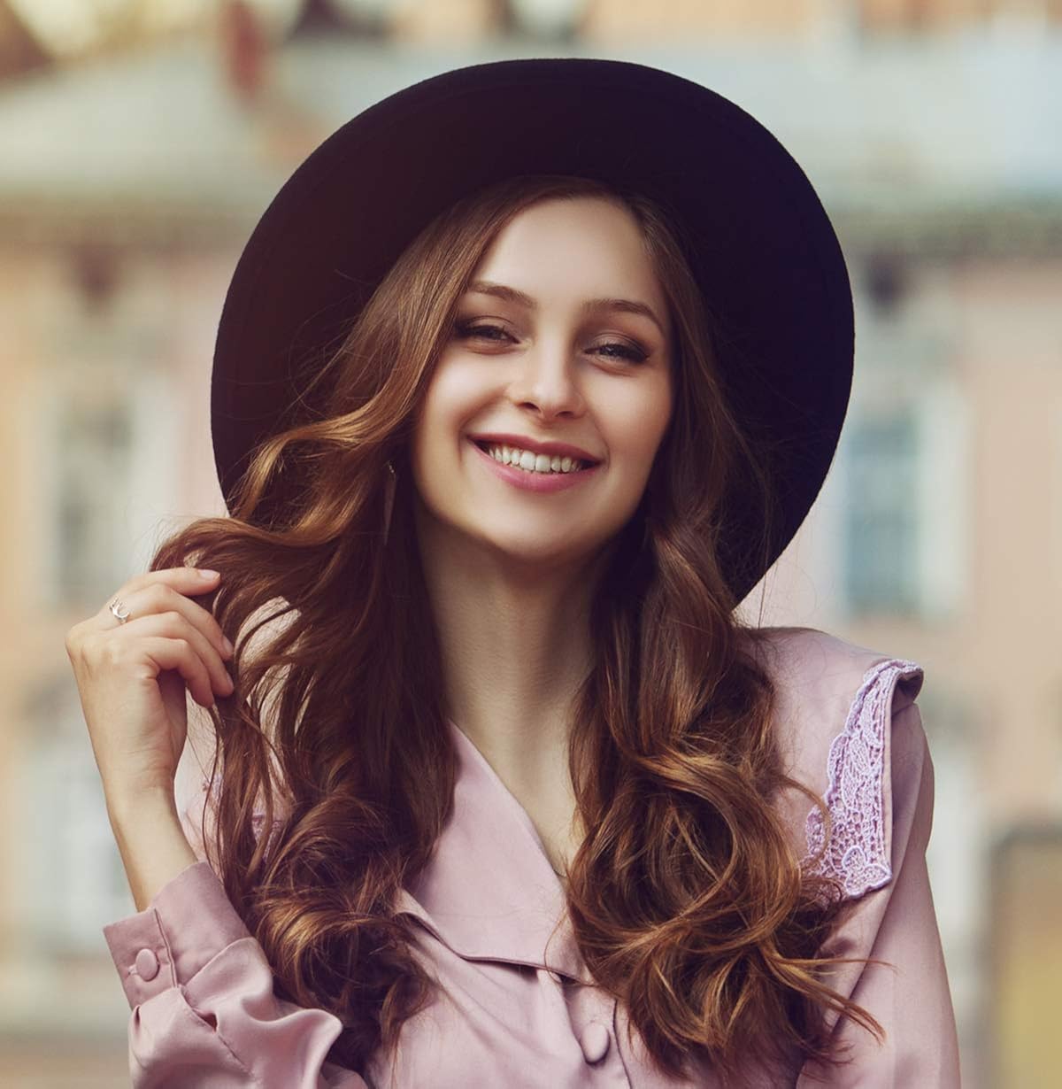 Lanzom Womens Classic Wide Brim Floppy Panama Hat Belt Buckle Wool Fedora Hat (One Size, Black) at  Women’s Clothing store