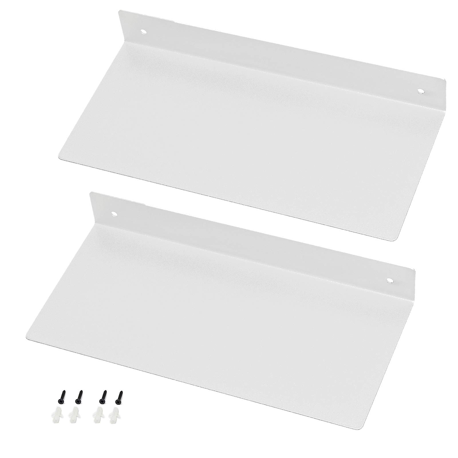 Ihomepark Floating Shelves 30 x 14 cm, Mini Display Wall Shelf for Nintendo Switch Smart Speaker Collection, Wall Mounted Metal White Small Bathroom Shelf, Set of 2