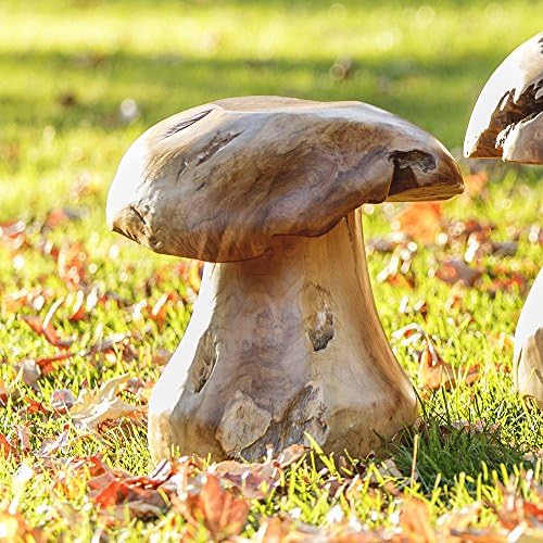 Indoor/Outdoor Teak Wood Stump Mushroom Stools (Medium)