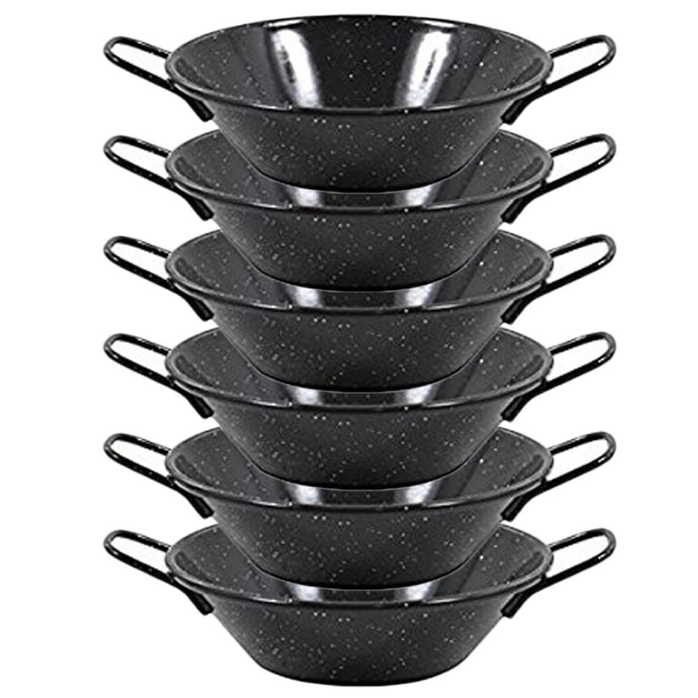 Space Home - Deep Paella Pan Mini - Enamelled Vitrified Steel Non Stick - Set of 6 - Ø 16 cm - 1 Servings