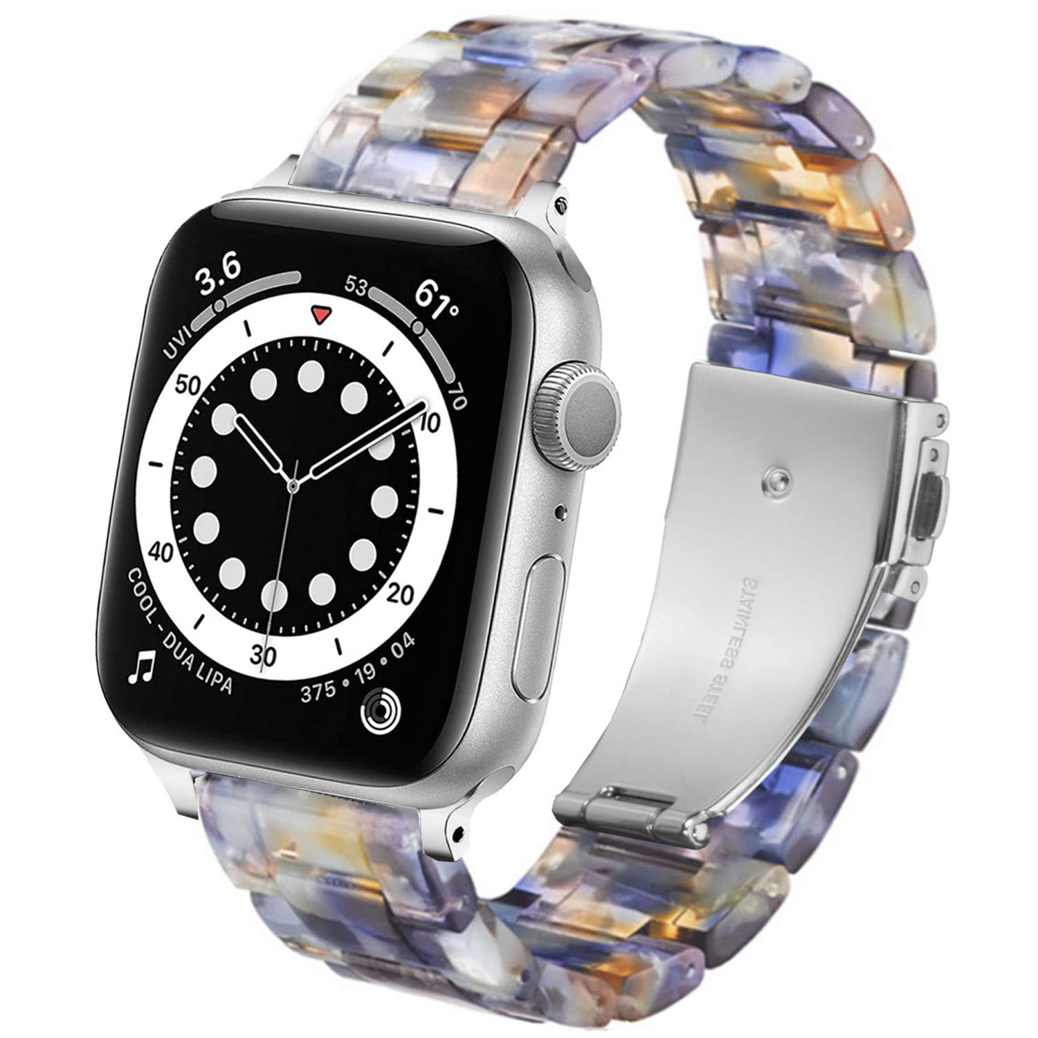 DEALELE Bands Compatible with Apple Watch 49mm 46mm 45mm 44mm 42mm, Colorful Resin Replacement Strap for iWatch Series 10/9 / 8/7 / 6/5 / 4/3 / Ultra/SE Women Men, Ice blue