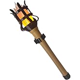 TCGADVN Medieval Handheld Torch Prop LED Light,Realistic Flame Torch | for Games Sports Competitions Themed Party,Resin Lampshade and Retro Handle for Halloween, Mardi Gras, Game Party