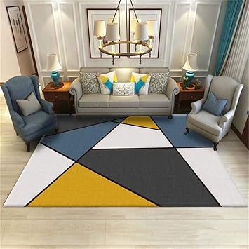 Rugmrz Teppich Kinderzimmer Jungen Gelbes Cartoon Geometrisches Muster Anti Schmutziger Amazon De