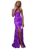 POMUYOO Sparkly Sequin Prom Dresses 2025 with Slit