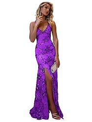 POMUYOO Sparkly Sequin Prom Dresses 2025 with Slit
