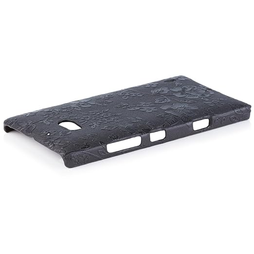 Nokia Lumia 930 | iCues Chrom Blumen Case Schwarz | [Display Schutzfolie Inklusive] Floral Damen Frauen Mädchen Strass Glitze