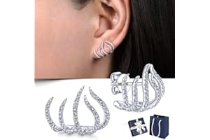 KCRPM Acupressure Slimming Ear Cuff, Magnetic Acupressure Slimming Earrings, Zircon Piercing Half Hoop Claw Earring, Claw Earring Cuff for Women