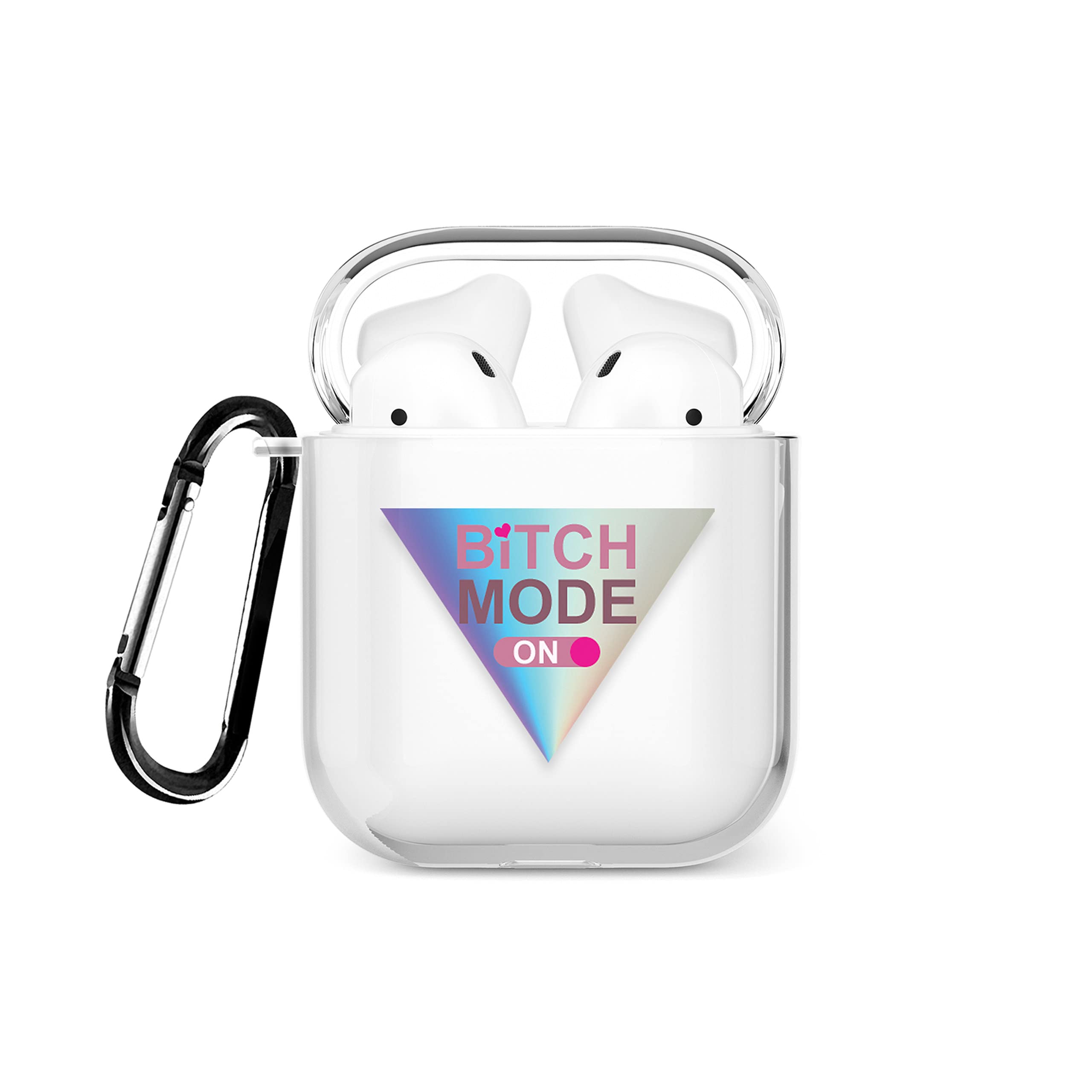 Tirita Case Compatible with Apple AirPods 1st & 2nd generation Support Wireless Charging with Carabiner, Front LED Visible [40- Holographic Rainbow Triangle]