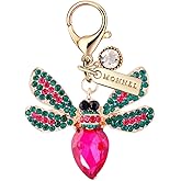 MONNEL MC654 Small Crystal 3D Honey Bee Lobster Clasp Charm for Women with Velvet Bag (Green & Pink,1 Piece)