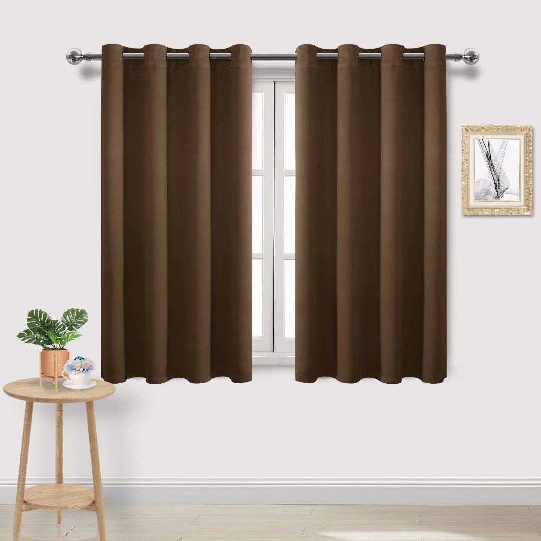 DWCN Brown Curtains 54 Inches Long, Thermal Blackout Drapes for Bedroom, Room Darkening Panels for Living Room - W52 x L54 Inch, Set of 2