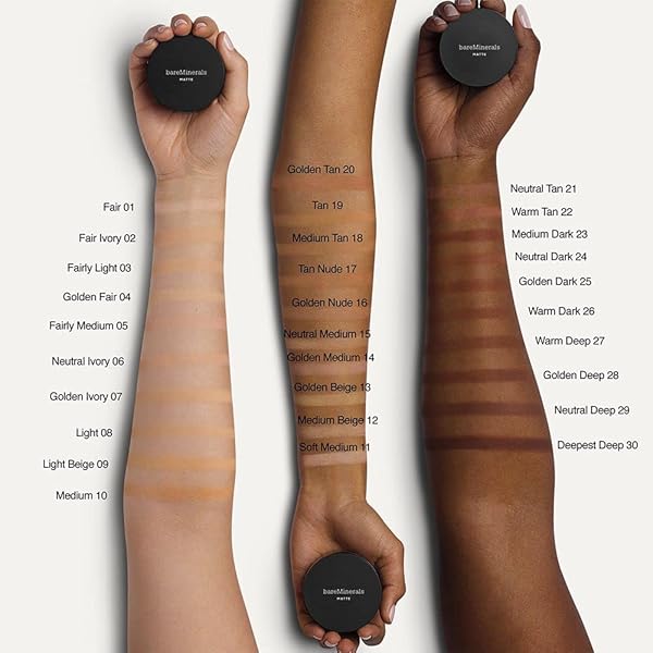 BAREMINERALS ORIGINAL MATTE LOOSE MINERAL FOUNDATION SPF 15, POWDER FOUNDATION MAKEUP, BUILDABLE COVERAGE, REDUCES SHINE, TALC FREE FOUNDATION, VEGAN