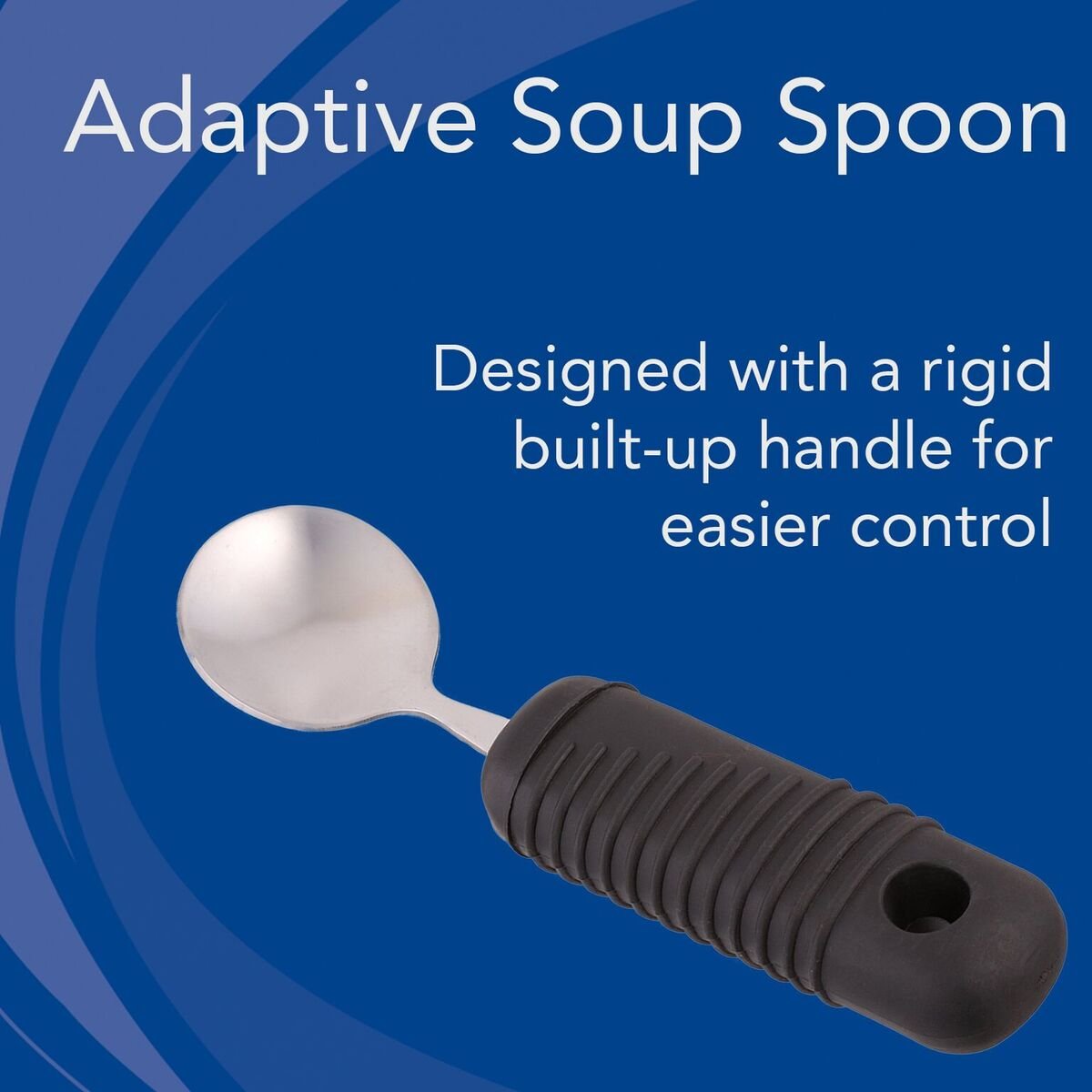 Sammons Preston - 62690 Sure Grip Soup Spoon, Stainless Steel Deep Spoon with Thick Rubber Handle, Comfortable and Easy to Hold Silverware with Grips for Weak Grasp, 7" Long Utensil with Good Grips: Industrial & Scientific
