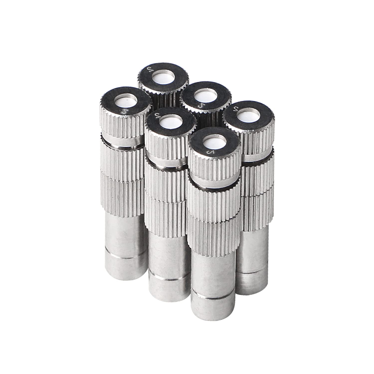 Photo 1 of Aopin 8mm Misting Nozzles Copper Adjustable Water Flow Quick Connector 0.2mm / 0.008" Orifice Atomizing Mister Sprayer Nozzle For Outdoor Cooling,Garden Irrigation, Fountain, Greenhouse 6 Pcs